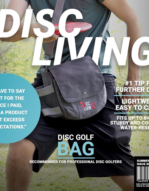 Load image into Gallery viewer, Disc Golf Bag | Frisbee Golf Bag | Easy to Carry | Lightweight Fits up to 10 Discs | 16 Oz Waxed Canvas Sturdy Design | Belt Loop | Double Button Design | Bottle Holder

