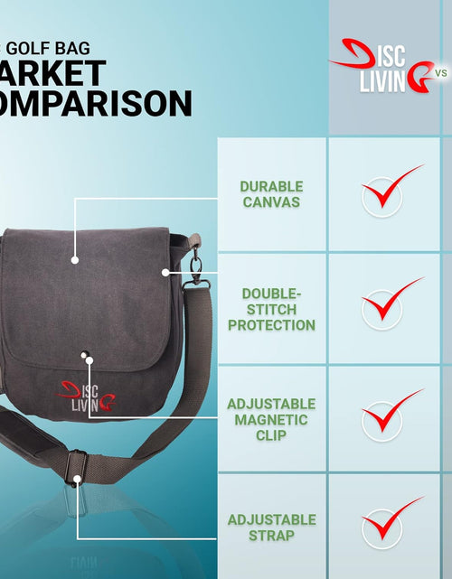 Load image into Gallery viewer, Disc Golf Bag | Frisbee Golf Bag | Easy to Carry | Lightweight Fits up to 10 Discs | 16 Oz Waxed Canvas Sturdy Design | Belt Loop | Double Button Design | Bottle Holder
