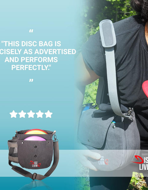 Load image into Gallery viewer, Disc Golf Bag | Frisbee Golf Bag | Easy to Carry | Lightweight Fits up to 10 Discs | 16 Oz Waxed Canvas Sturdy Design | Belt Loop | Double Button Design | Bottle Holder
